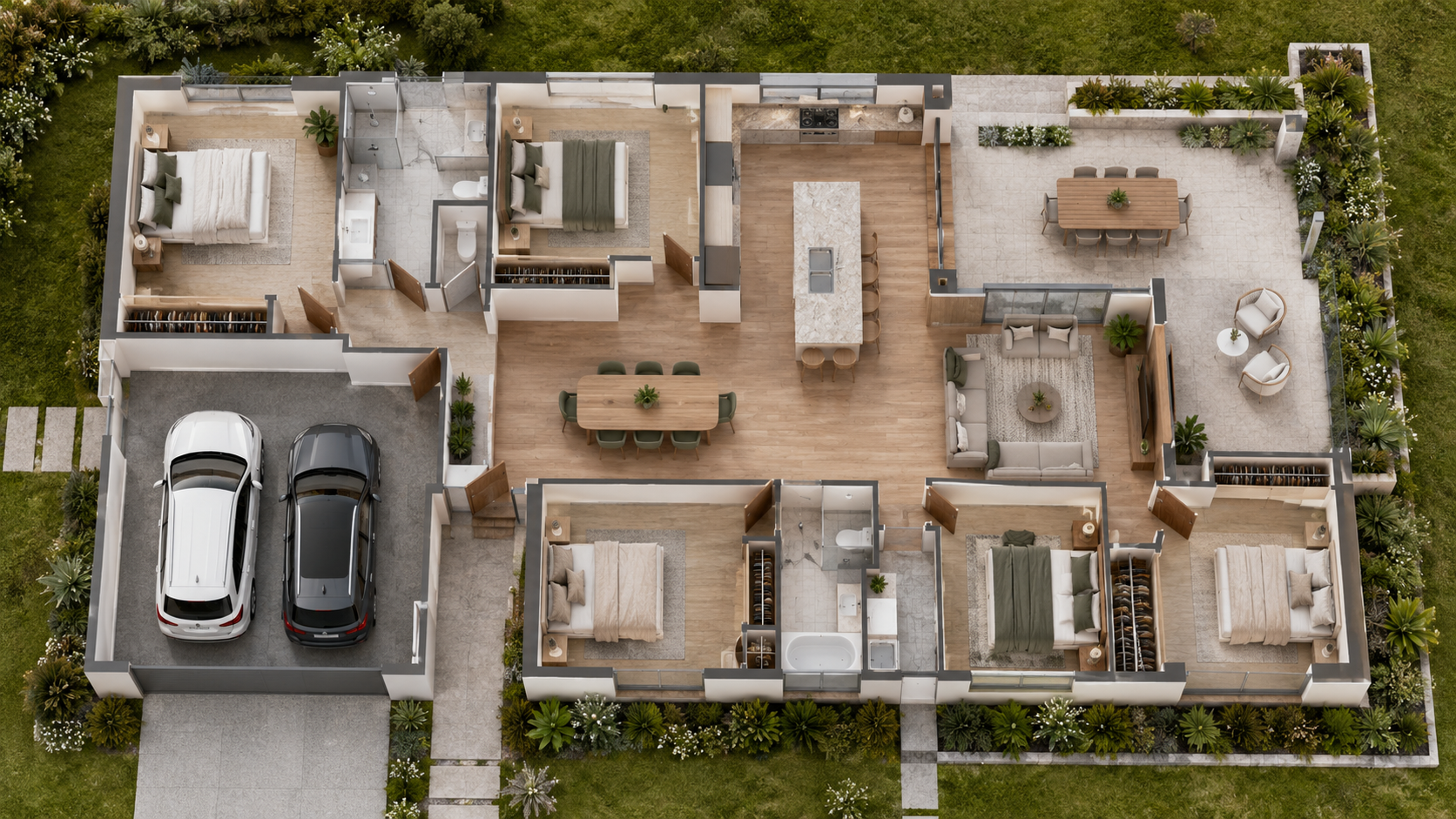 Furnished 3D marketing floor plan for a home